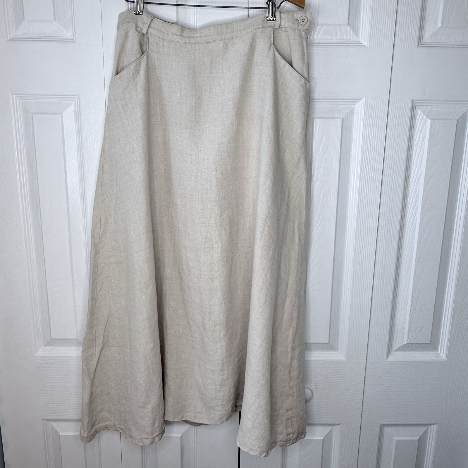 Vintage Bagatelle Beige Linen A-Line Skirt 14 Runs Small - Read Description